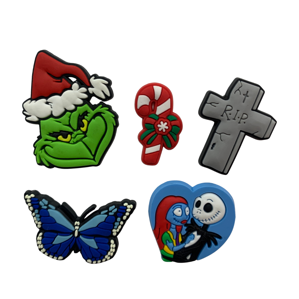 Pack Figuras silicona 2D Malo Navidad, Mariposa, Cruz, Esqueleto